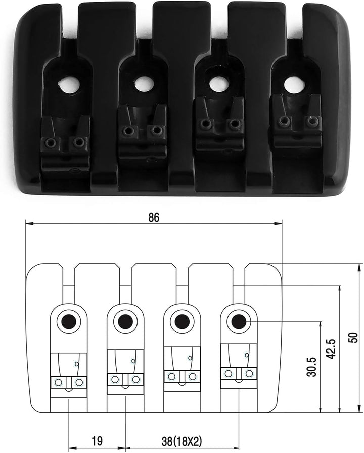 Rubatone 4 Saiten Bass Bridge A Style Top Load Saitenhalter mit Zinksätteln für E-Jazz Bass P Bass B