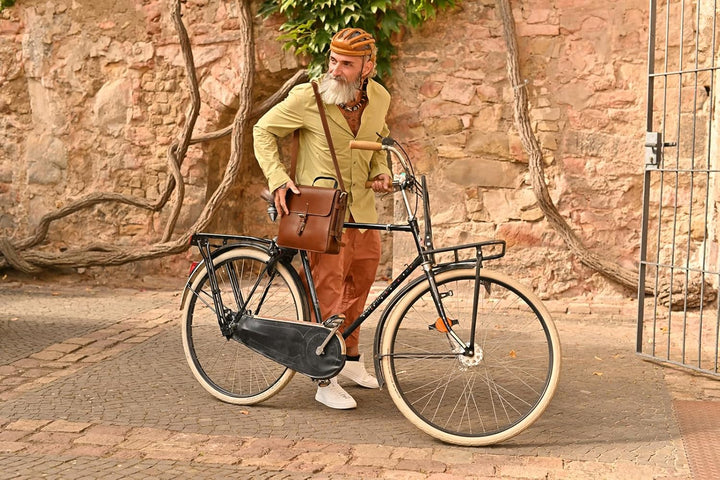 Gusti Fahrradhelm Leder - Jacques A. Bike Sturzkappe Retro Vintage Braun 58 cm, 58 cm