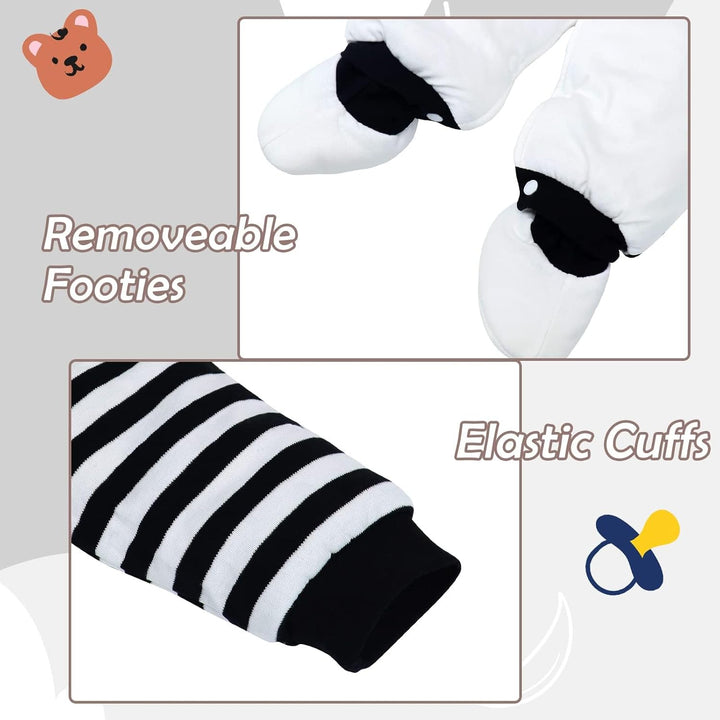 Baby Overall Mit Kapuze Footies Strampler Schneeanzüge Karikatur Jumpsuit Unisex Winter Kleidungsset