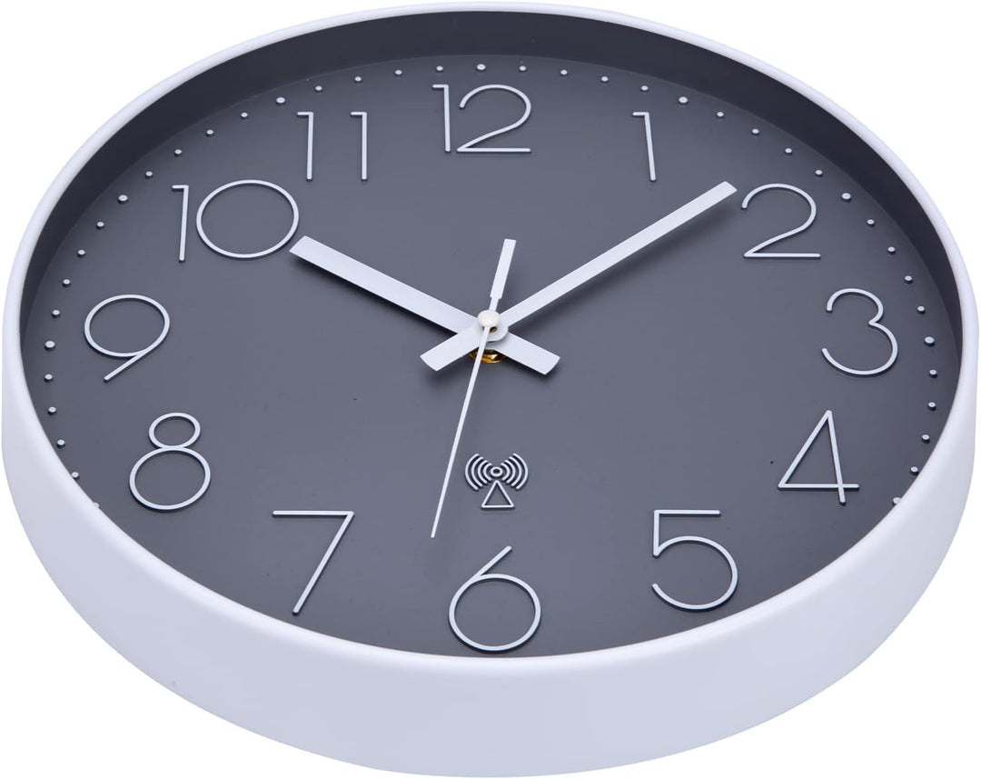 ACCSHINE Funkuhr Wanduhr Ohne TickgeräUsche Lautlos 30cm Quarz Batterie Betriebene Gross Wanduhr Ein
