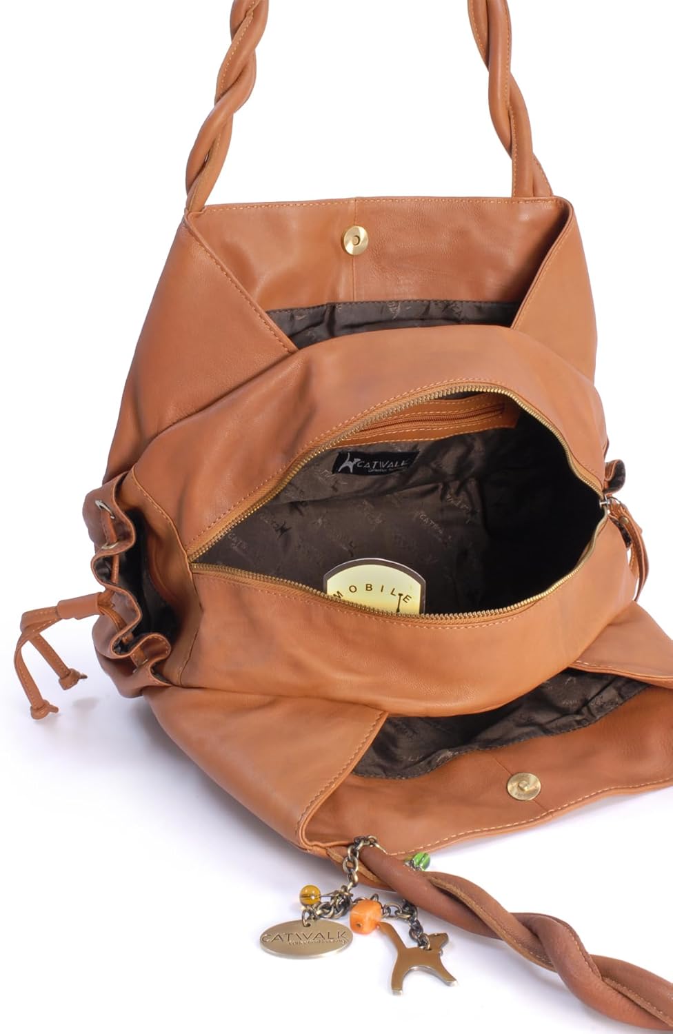 Catwalk Collection Handbags - Leder - Umhängetasche/Shopper/Tote - CAZ Hellbraun, Hellbraun