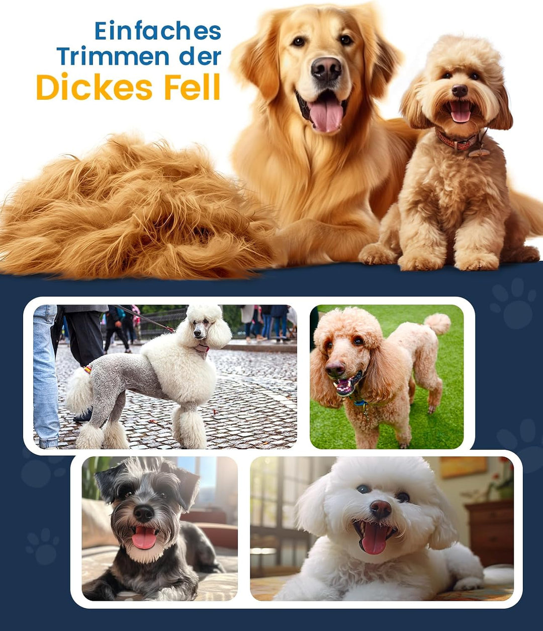 oneisall Hundeschermaschine Dickes Fell IPX6 Wasserdichtes Schermaschine Hund langhaar für Grosser H