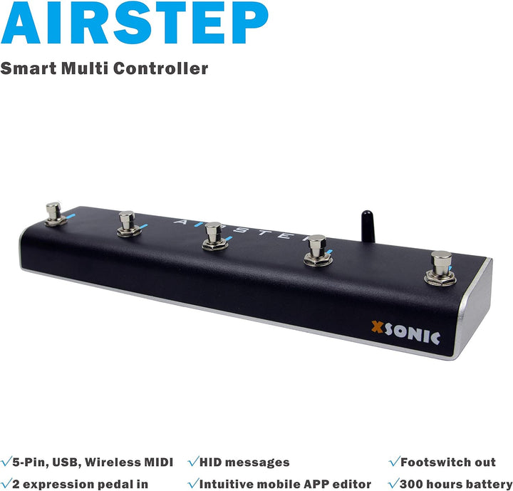 XSONIC Airstep Smart Multi Controller mit MIDI, HID, 5 Fussschaltern, 2 Expression-Pedal-Eingängen,