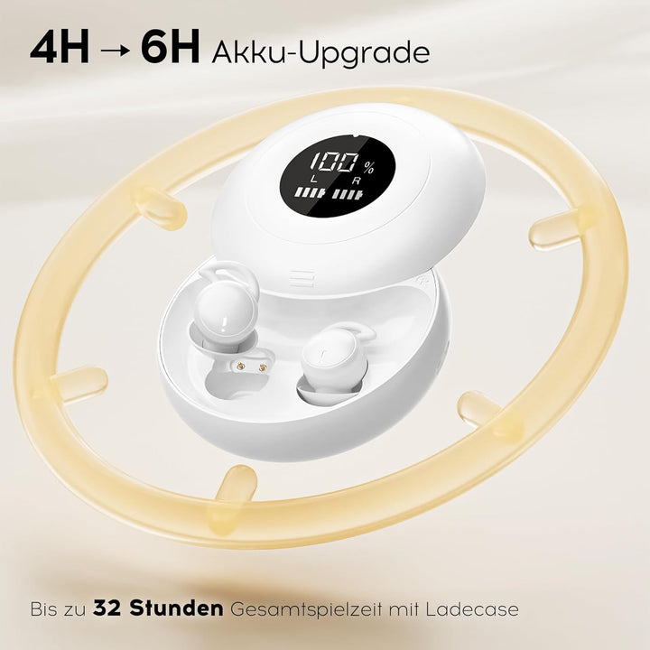 sunvito Schlafkopfhörer, Mini Kopfhörer zum Schlafen Kabellose Bluetooth 6.0 (White-1), white-1