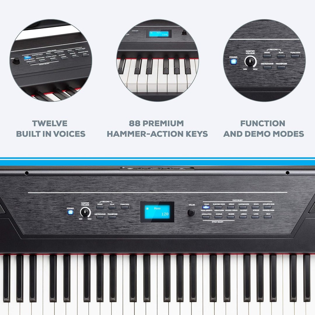 Alesis Recital Pro 88- Tasten Digital Piano E Klavier mit Hammermechanik, eingebauten 20 Watt Lautsp