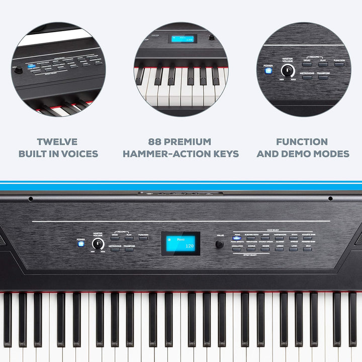 Alesis Recital Pro 88- Tasten Digital Piano E Klavier mit Hammermechanik, eingebauten 20 Watt Lautsp