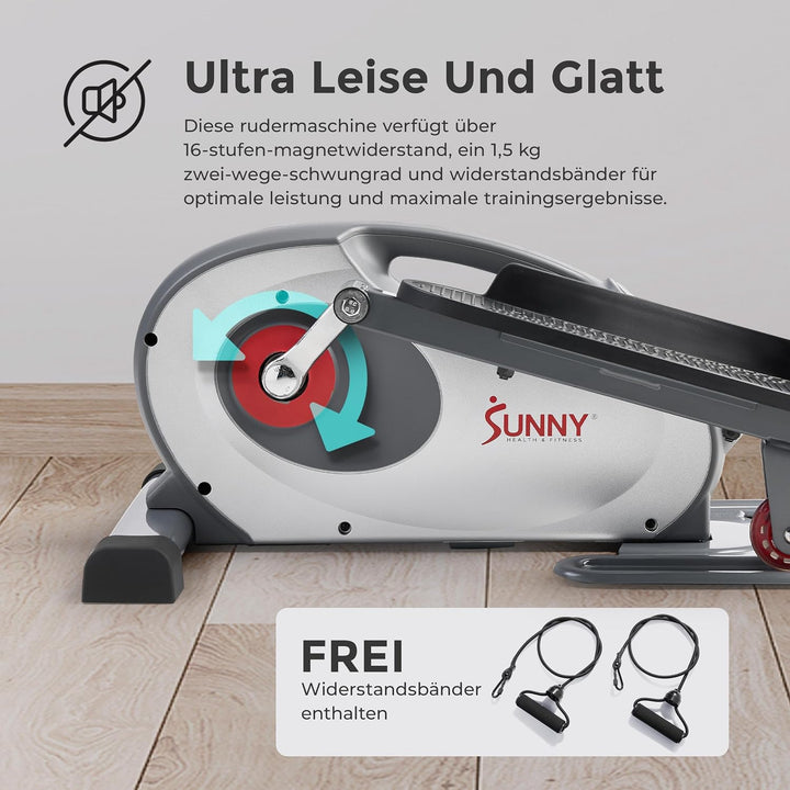 Sunny Health &amp; Fitness Kompakter Untertisch-Ellipsentrainer, Tragbare Pedal-Trainingsmaschine für da
