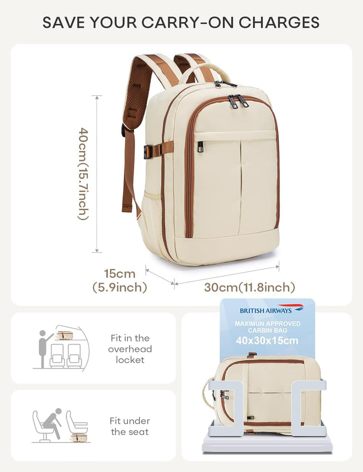 BAGZY 40x30x15cm Handgepäck Rucksack für British Airways jet2 Air France Reiserucksack Flugzeug 14 Z