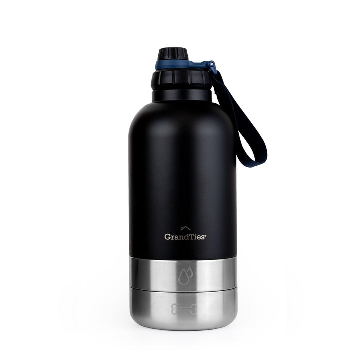 GrandTies Isolierte tragbare Hundewasserflasche mit 2 abnehmbaren Hundenapfspender, auslaufsicherer