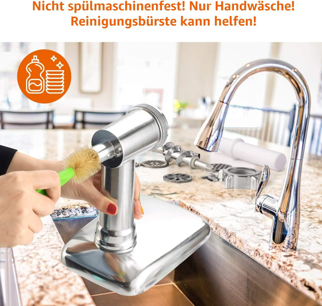 Gdrtwwh Fleischwolf Aufsatz kompatibel mit allen KitchenAid/PHISINIC Küchenmaschine-mit 3 Wurstfüllh