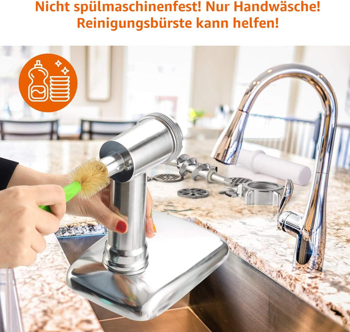 Gdrtwwh Fleischwolf Aufsatz kompatibel mit allen KitchenAid/PHISINIC Küchenmaschine-mit 3 Wurstfüllh