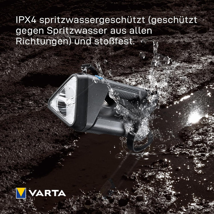 VARTA Baustrahler LED, wiederaufladbar, Arbeitsleuchte, Work Flex BL30R, Handscheinwerfer mit 3 Lich
