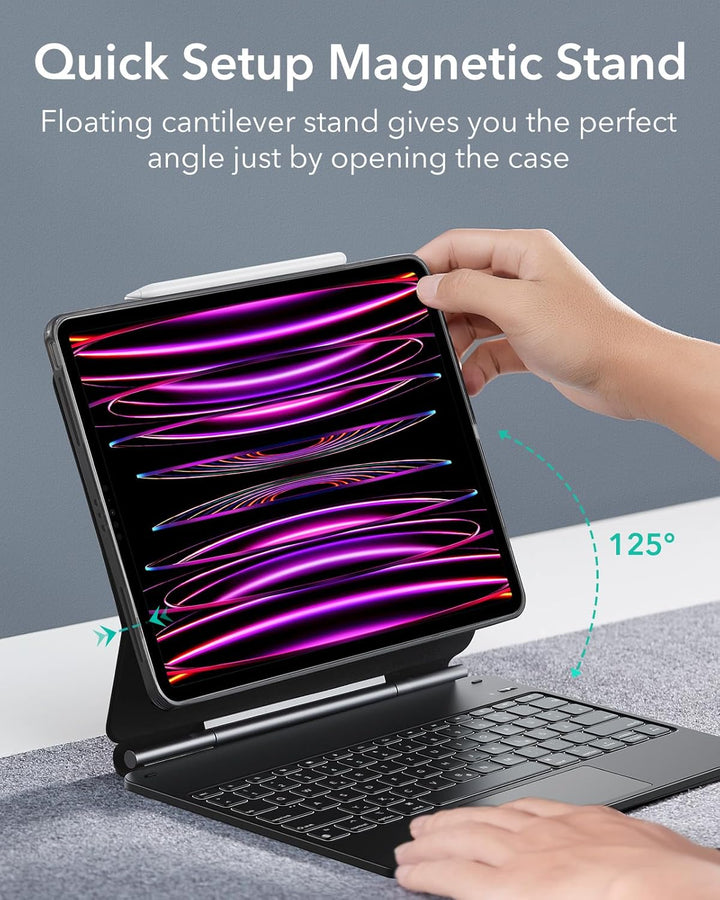 ESR Magnetische Keyboard Hülle, iPad Tastatur Hülle für iPad Pro 12.9 2022, magnetischer Ständer, Po