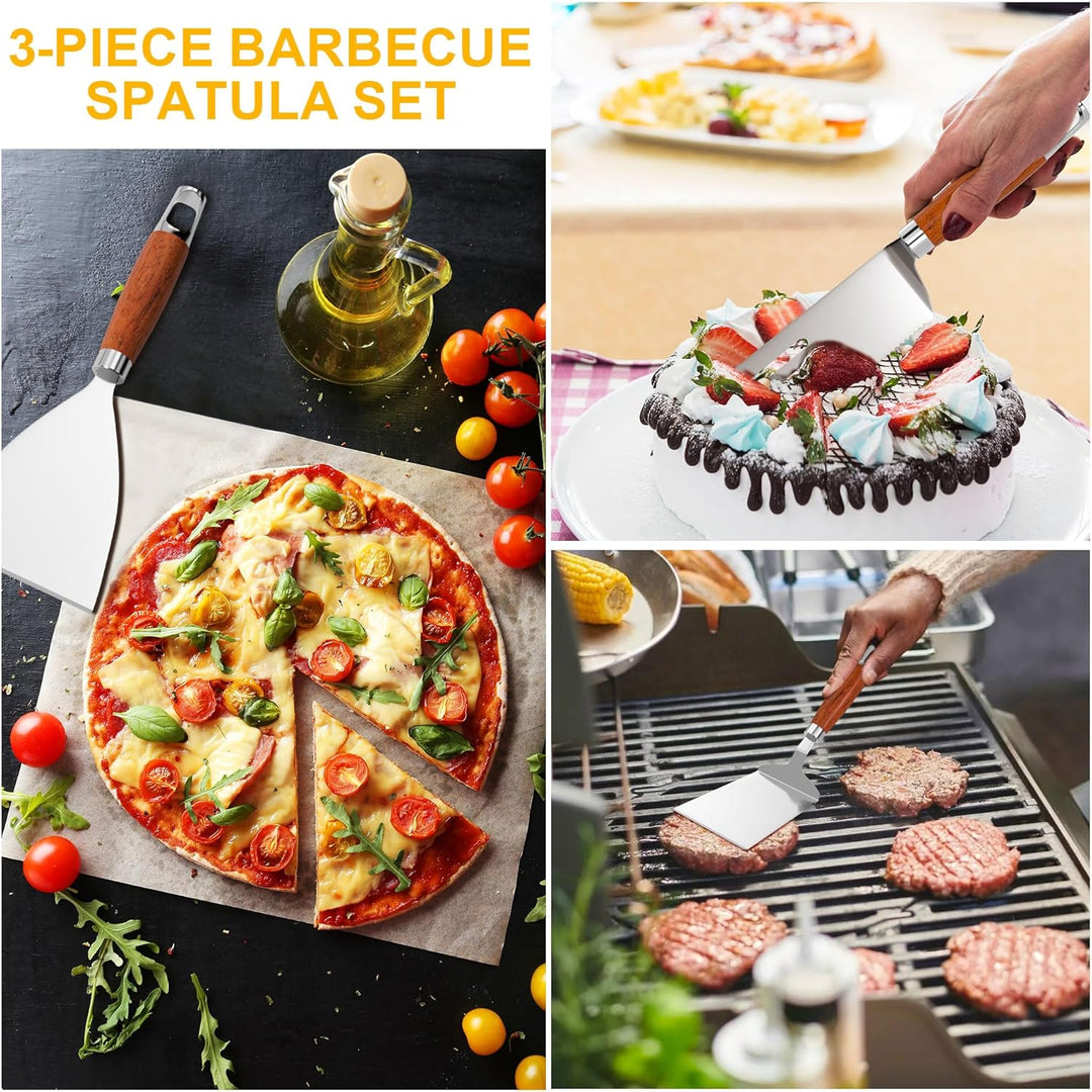 Gimars Grillspachtel Set 3 Stück Plancha Spachtel Plancha Zubehör mit Gross Grillwender Pizza Spacht