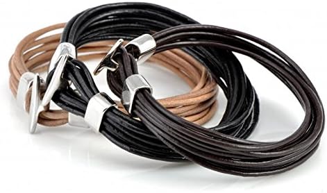 Gemini Armband (braun), mehrere Lederbänder, hochwertiges Leder, Hakenverschluss polierter Edelstahl