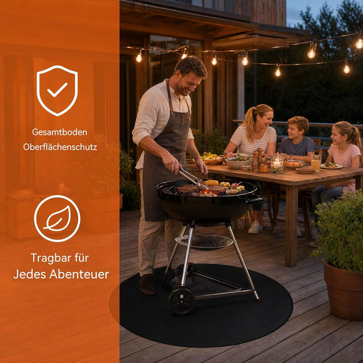Rund Feuerfeste Unterlage, 97x97cm Feuerschutzmatte, 1093°C Feuerschalenmatte, 3 Schicht Aussenberei