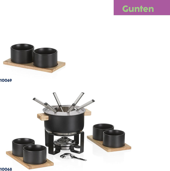 kela Fleischfondue Set 16tlg, Edelstahl Fondue für 6 Personen GUNTEN, Fondueset mit Brennpastenhalte