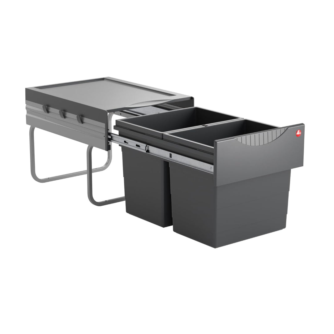 Hailo Abfallsammler 3641521 | Raumspar-Tandem 2x 18 Liter | ab 40cm Schrank mit Drehtür | 346 x 475