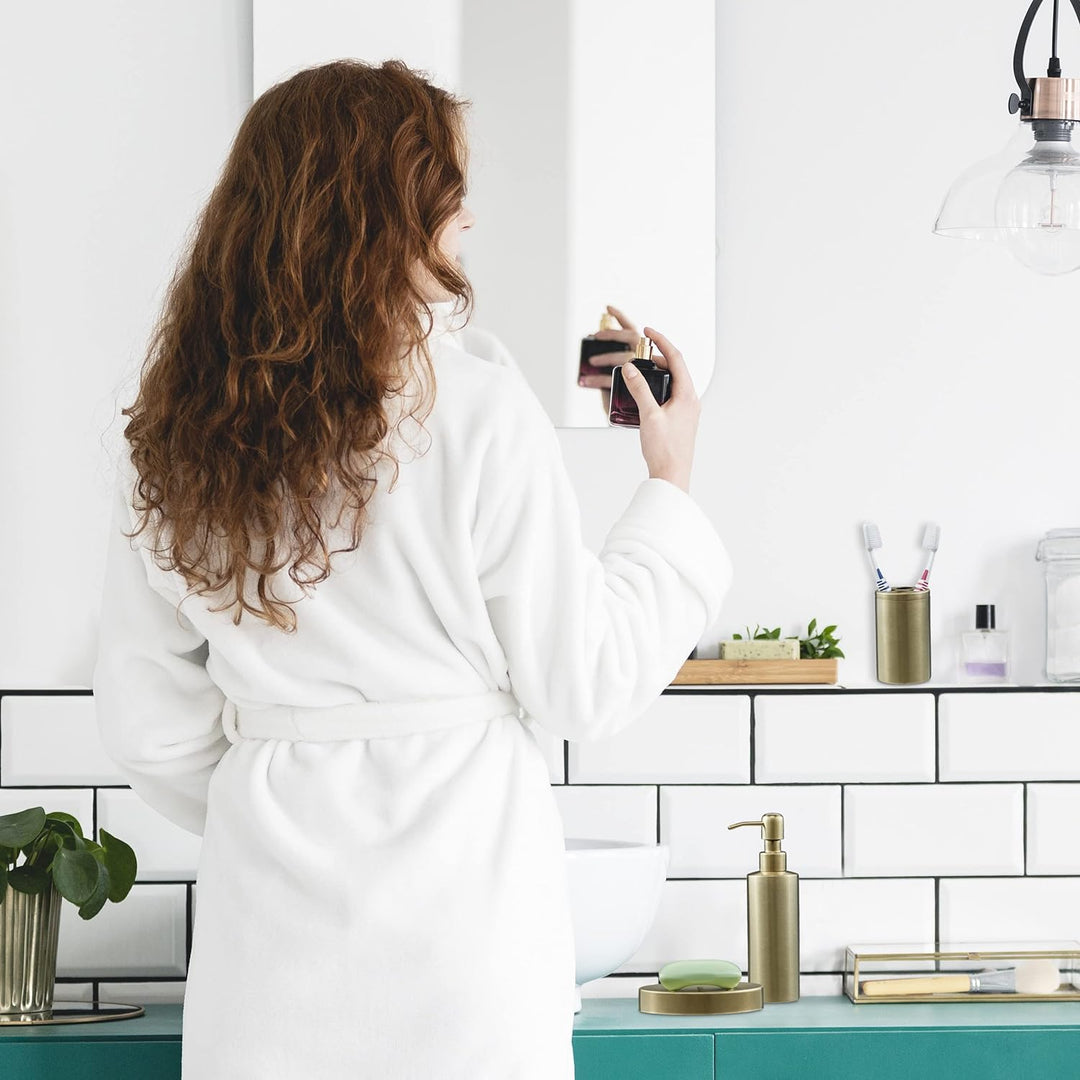 Relaxdays Badezimmer Set, 4-teilig, Badaccessoires Edelstahl gebürstet, komplette Badezimmerausstatt