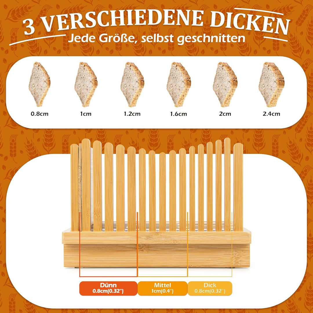 Weenkler Bambus-Brotschneidemaschine, verstellbare Brotschneidemaschine, Brotschneidehilfe für selbs