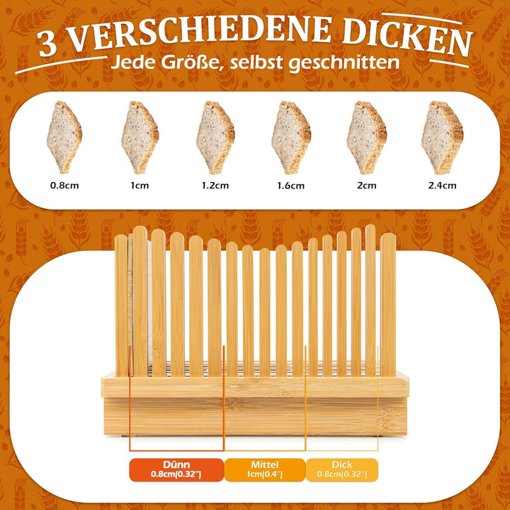 Weenkler Bambus-Brotschneidemaschine, verstellbare Brotschneidemaschine, Brotschneidehilfe für selbs