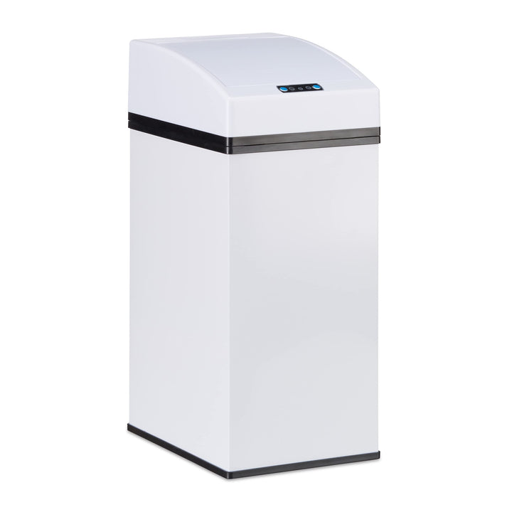 Relaxdays, weiss Sensor Mülleimer, Automatikdeckel, Inneneimer mit Griff, hygienisch, 7 L, Stahl, Hx