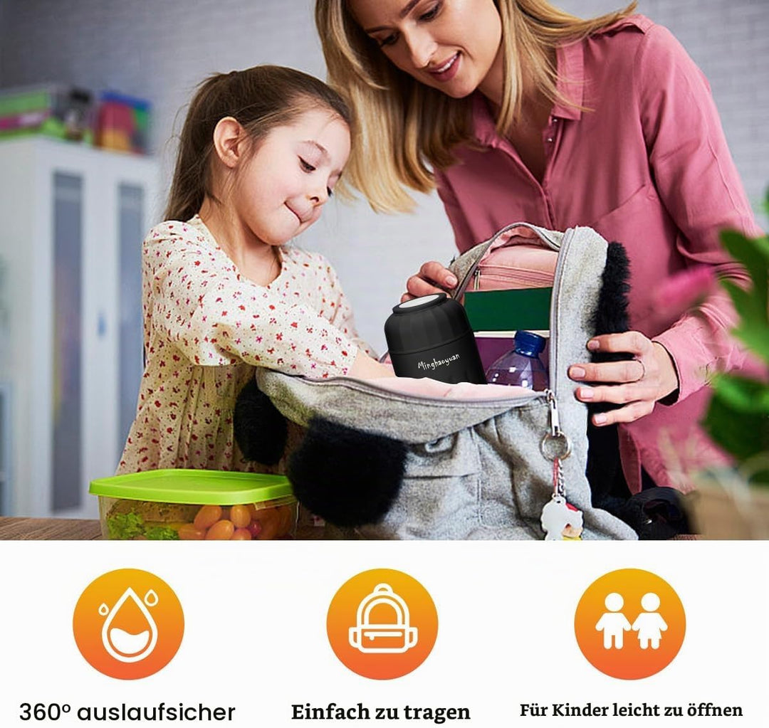 Thermobehälter für Essen, 600ml Edelstahl Thermobecher Essen mit Löffel, 100% auslaufsicher, Warmhal