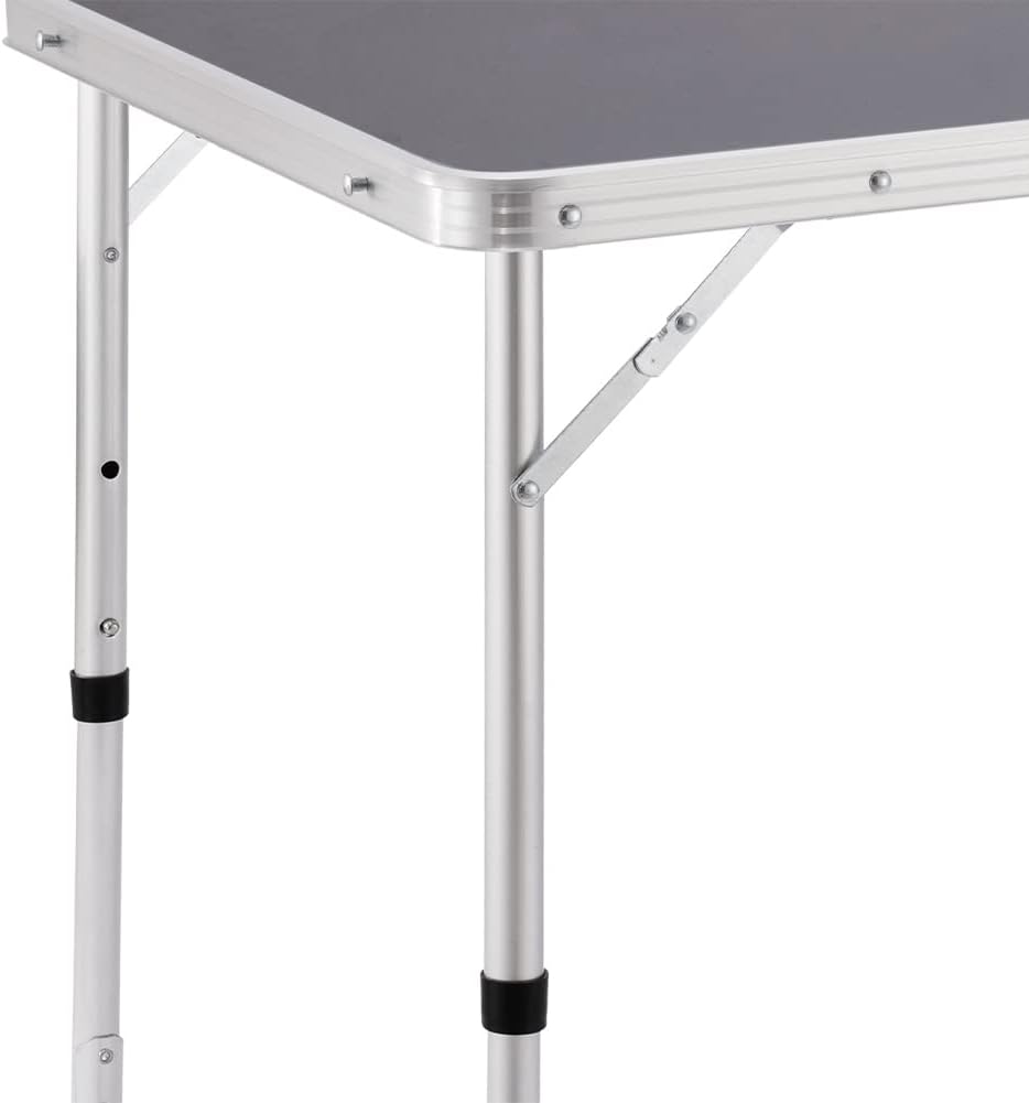 BAKAJI Campingtisch Picknick grau mit Verstellbarer Höhe, Gestell aus Aluminium, zusammenklappbares