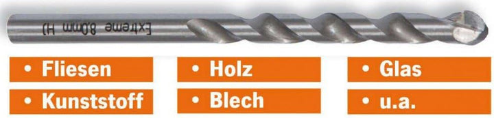 Projahn Extreme Fliesenbohrer 8,0 mm AL 75 mm, GL 125 mm 597080