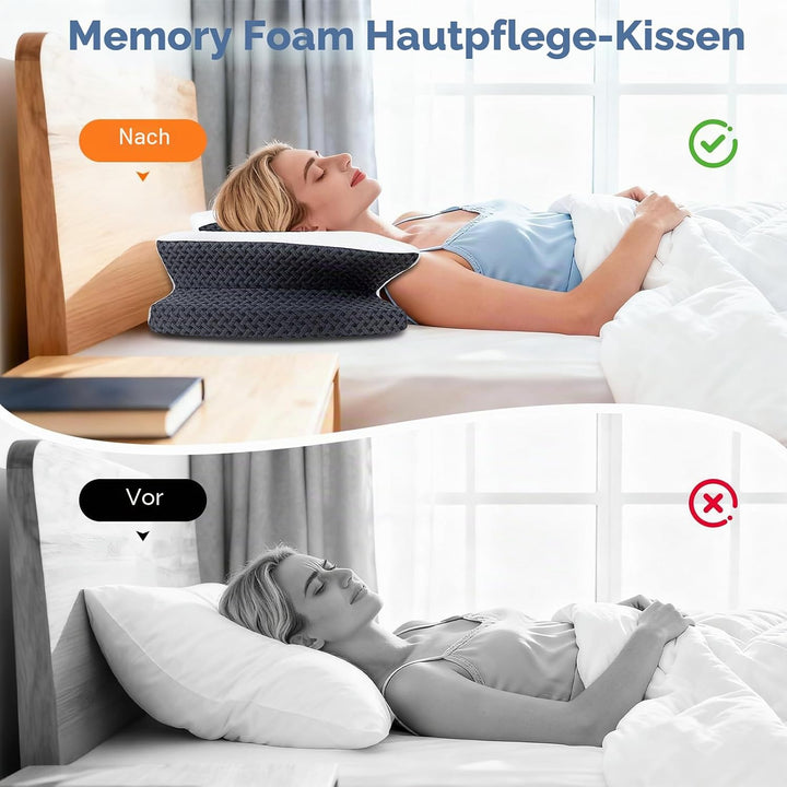 SAHEYER Rückenschläferkissen, Ergonomishces Nackenkissen Kopfkissen, Nackenstützkissen Memory Foam,