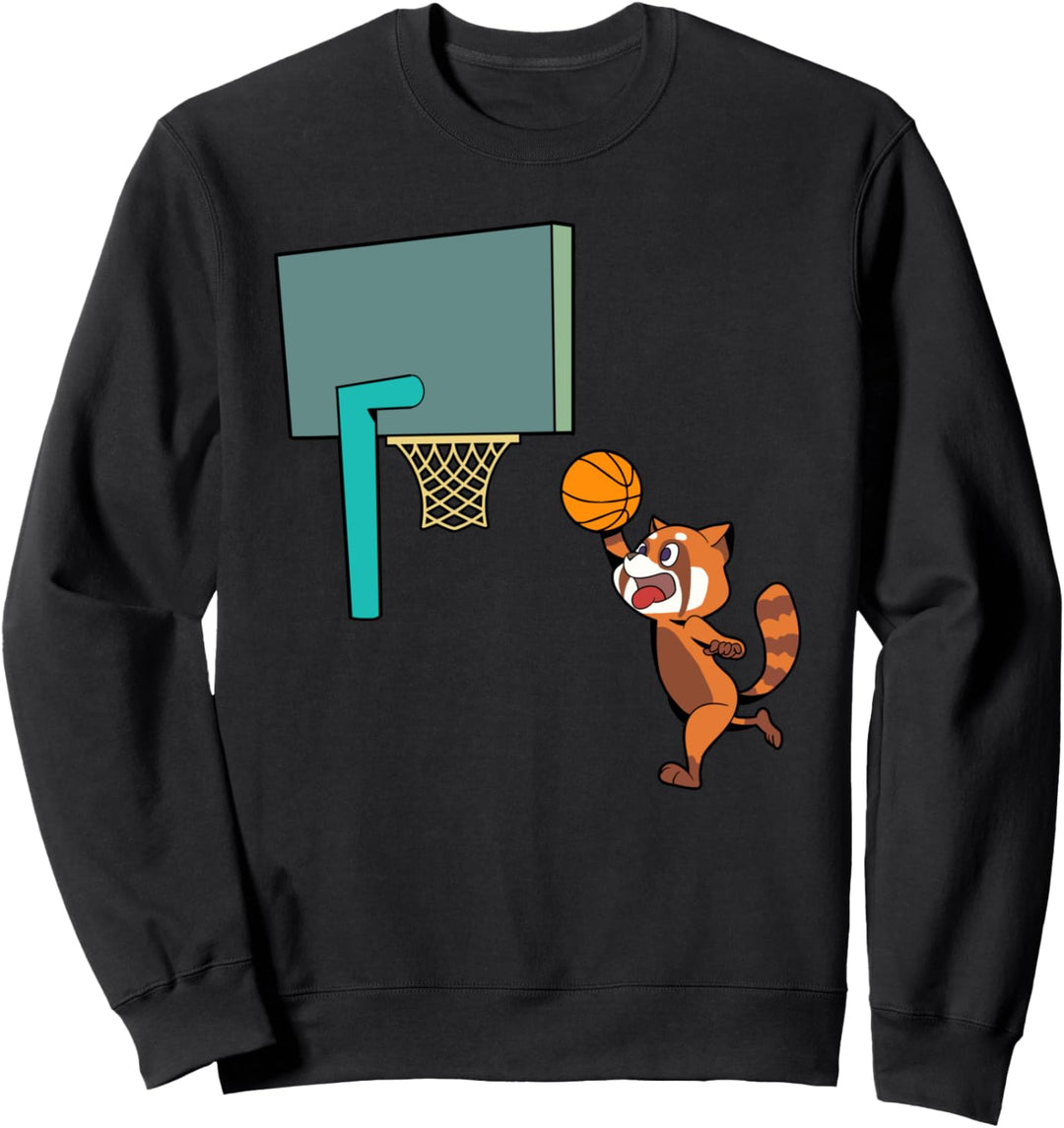 Comic Roter Panda spielt Basketball Sweatshirt