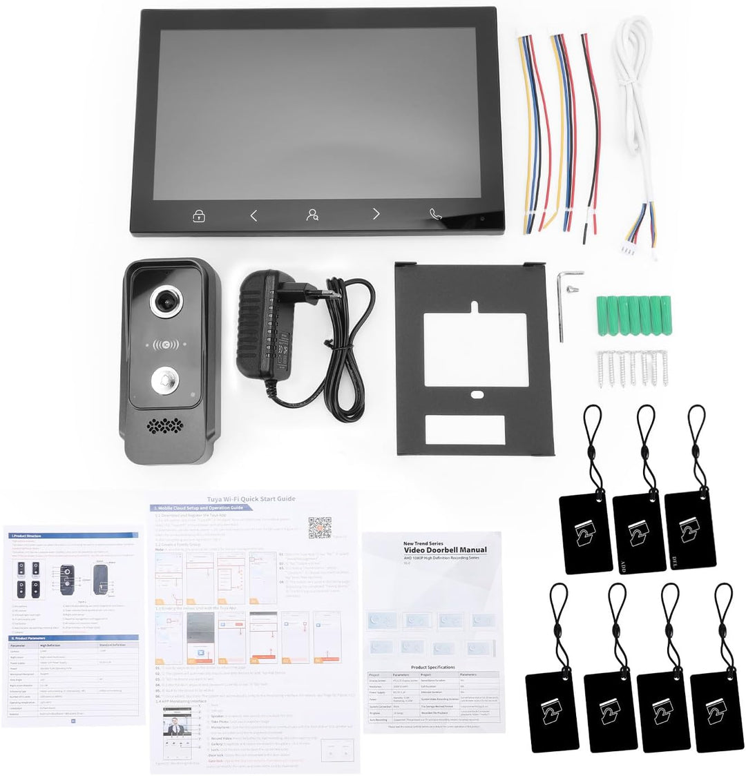 10" 1080P Videosprechanlage mit WLAN Bluetooth, IC Karte Öffnung, IP65 wetterfeste Smart Video Türkl