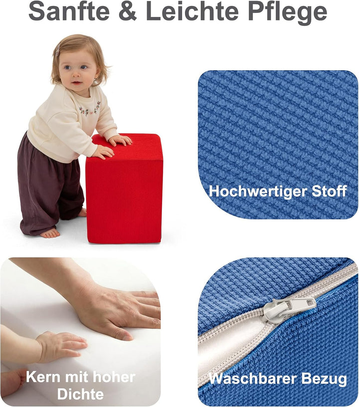 Zedachica 8PCS Softbausteine Baby mit Hausförmigem Bällebad, Schaumstoff Bausteine Kinder für Indoor
