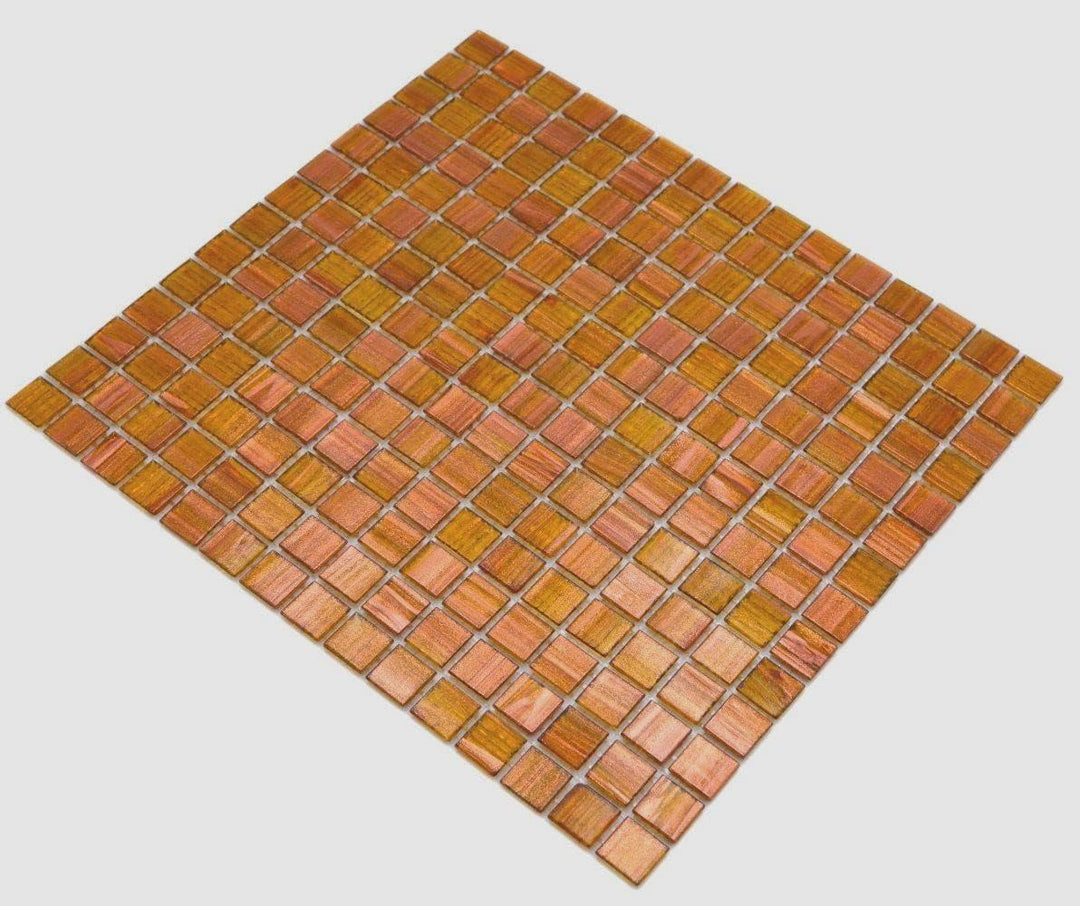 Mosaikfliese Glasmosaik Goldbraun Kupfer Küchenrückwand Duschwand | 10 Mosaikmatten