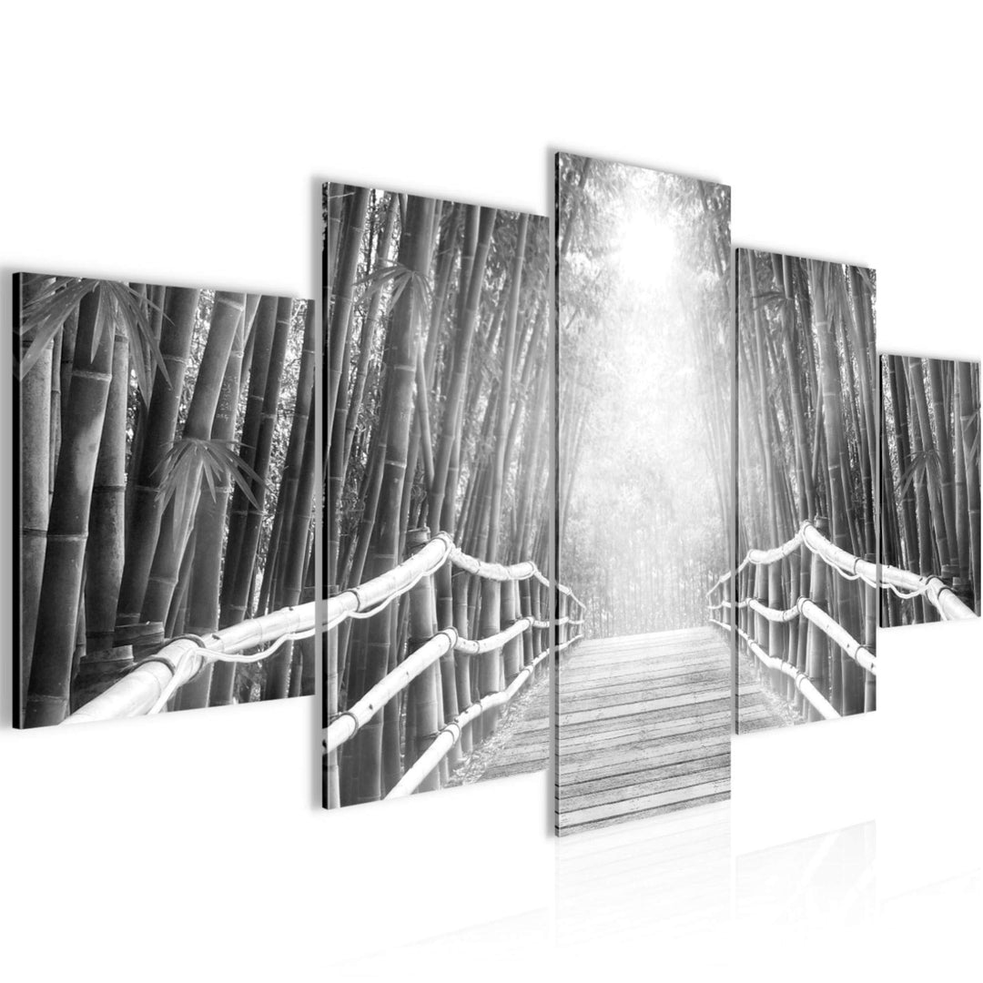 Runa Art Wandbilder Brücke Bambus 5 Teilig Bild auf Vlies Leinwand Deko Wohnzimmer Schlafzimmer Natu