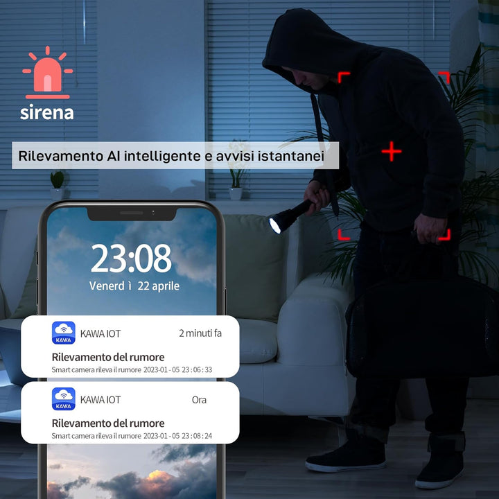 KAWA Babyphone, 2K Indoor Security Kamera, 2.4G WiFi 360 IP Kameras für Heimsicherheit, Haustierkame