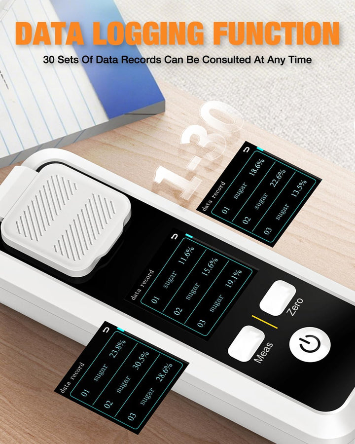 Digitaler Brix Refraktometer, Zucker Refraktometer Bereich 0-32% Brix ±0.2% Präzision Automatische T