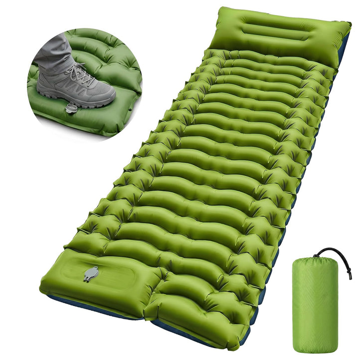Isomatte Camping, 10CM Aufblasbare Matratze Kompakte, Ultraleicht Camping Luftmatratze mit Kissen &amp;