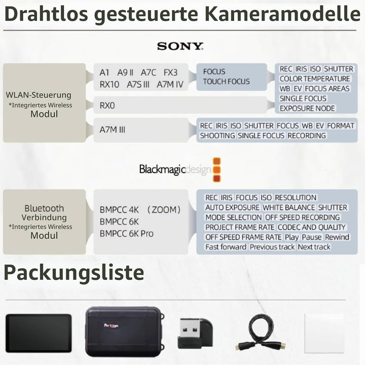 PortKeys LH7P Kameramonitor Wireless Control Kameramonitor 7" Hohe Helligkeit 4K 3D LUT Ausgang 1920