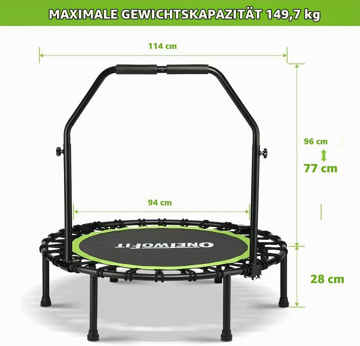 ONETWOFIT klappbares Trampolin für Erwachsene, 101/107/114/cm Mini Fitness Trampolin W/einstellbare