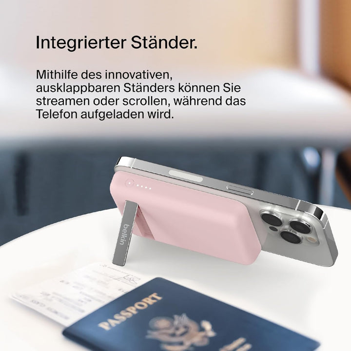 Belkin magnetische 5000-mAh-Powerbank, externer Handy-Akku, kompatibel mit MagSafe, mit Passthrough-