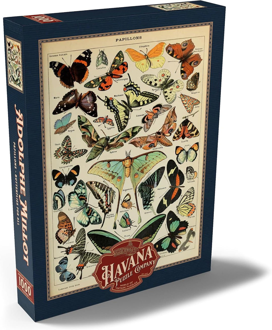 Papillons - Schmetterlinge für alle, Vintage Art Poster, Adolphe Millot - Premium 1000 Teile Puzzle