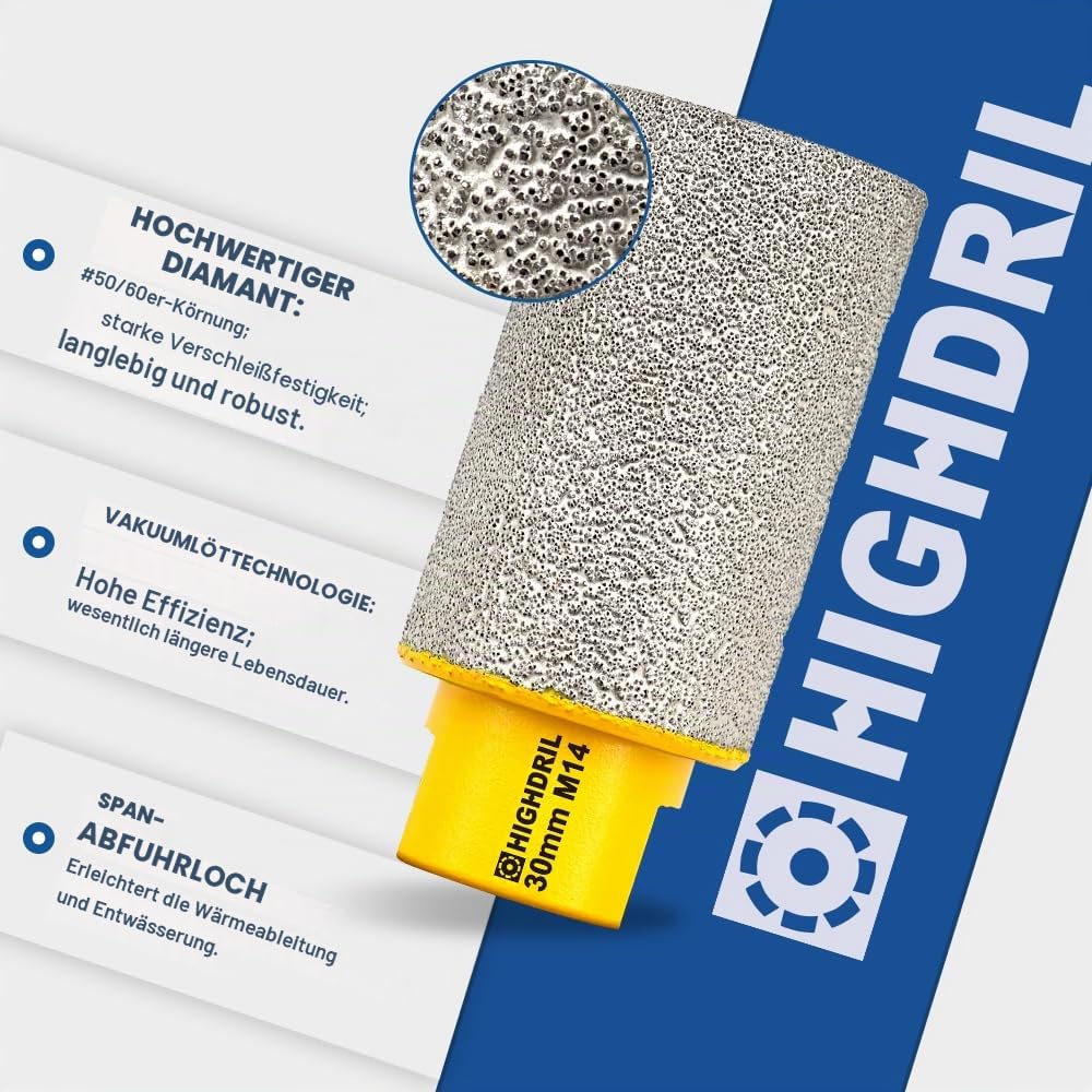 Diamant Fingerfräser Durchmesser,HIGHDRIL 35mm M14 Gewinde Vergrösserung Vorhandener Löcher in Porze