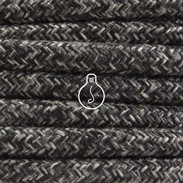 Amarcords - Textilkabel für Lampen CANVAS DUNKEL GRAU, rund, Leinen, 10 Meter, mit Erdung 3x0,75 - S
