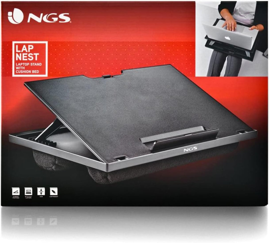 NGS LAPNEST - Multifunktionaler und ergonomischer Laptopständer für Laptops bis zu 15,6" mit gepolst