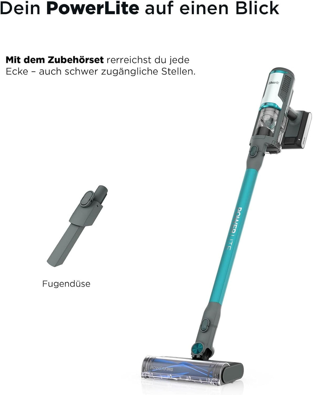 Shark PowerLite Akku-Staubsauger, einfache Reinigung auf verschiedenen Oberflächen, Aufbewahrungscli