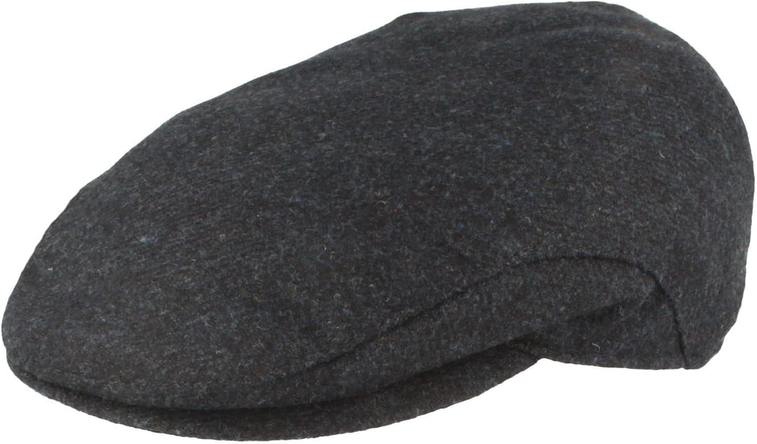 Breiter Herren Winter Schiebermütze mit Ohrenklappen Flatcap Schirmmütze 100% Wolle mit ausklappbare
