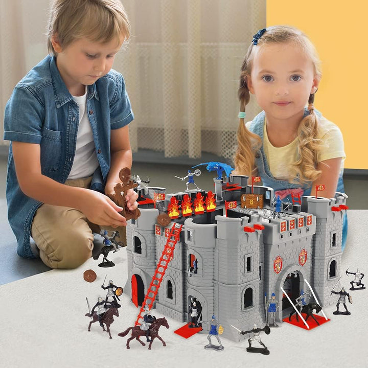 STARLUX 404002 Le Château Noir Ritter Ritterburg-Ritterfiguren-Die Schwarze Burg, Grau, 40 x 40 x 24