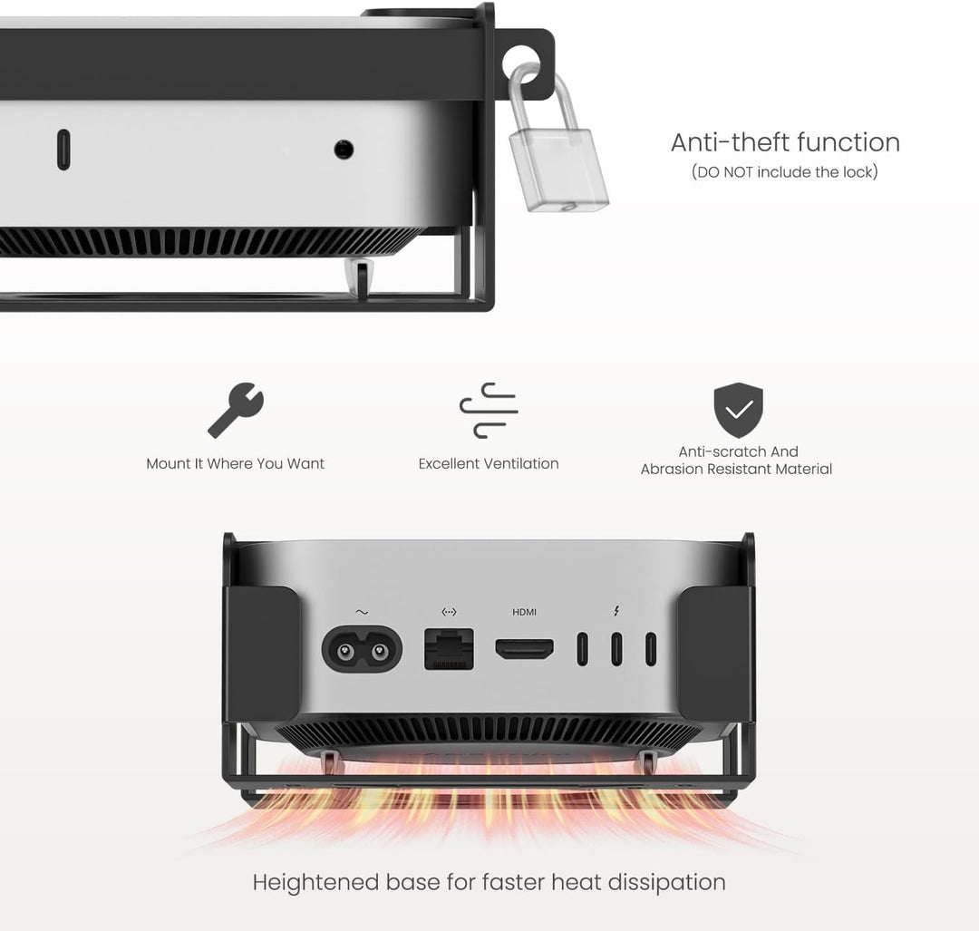 Fasgear Aluminiummetall VESA Halterung für Mac-mini M4 /Pro 2024,Halterung Unter Schreibtisch/Wandha