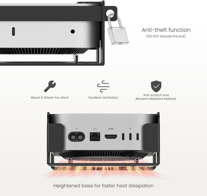 Fasgear Aluminiummetall VESA Halterung für Mac-mini M4 /Pro 2024,Halterung Unter Schreibtisch/Wandha